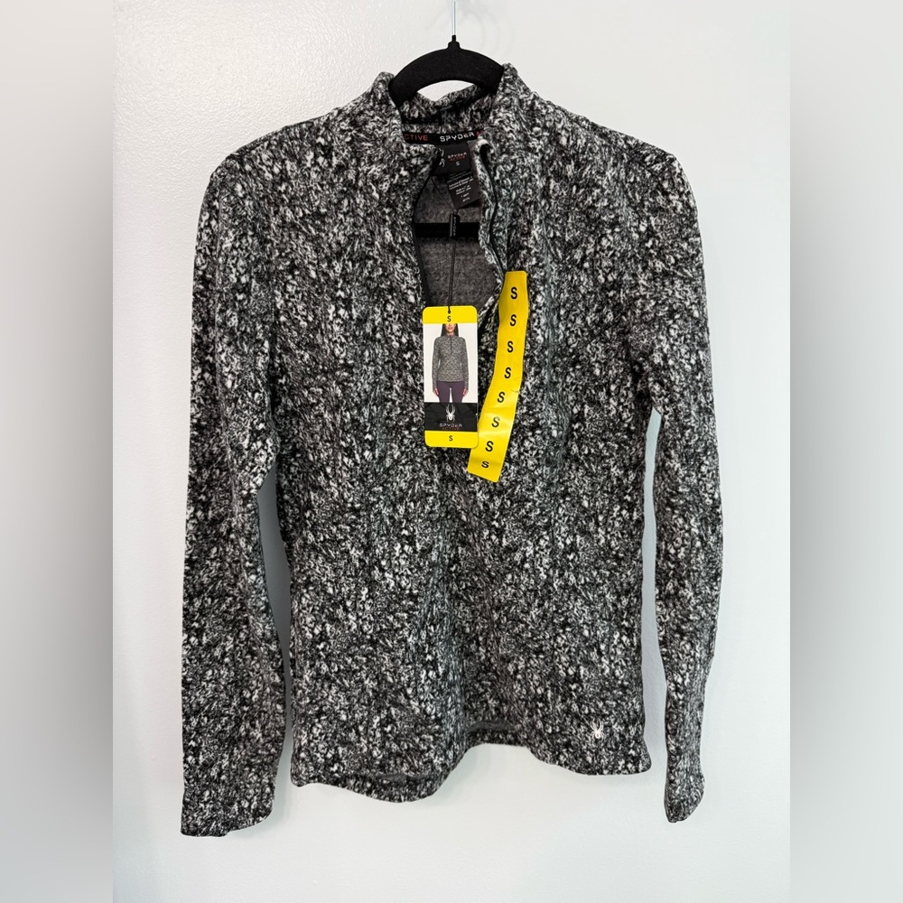 NWT Spyder Black and White Patterned 3/4 Zip-Up Jacket